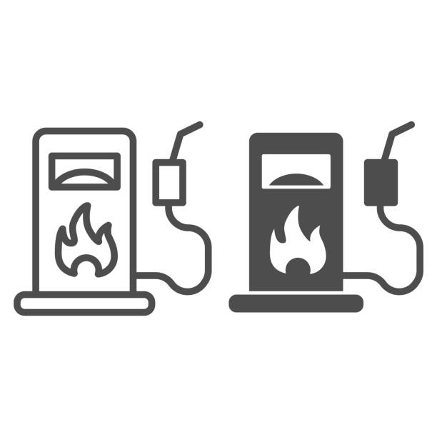 ilustrações de stock, clip art, desenhos animados e ícones de gas station line and solid icon. gasoline pump for petrol or fuel. oil industry vector design concept, outline style pictogram on white background. - car symbol engine stability