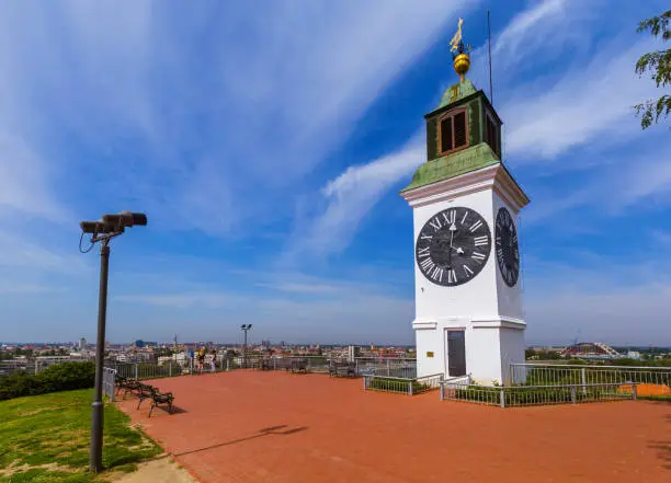 Clocktower in Petrovaradin fortress - Novi Sad Serbia - architecture travel background