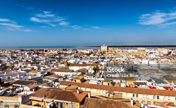 Cityscape Of Sanlucar De Barrameda In Southern Spain High Angle View Stock Photo - Download Image Now