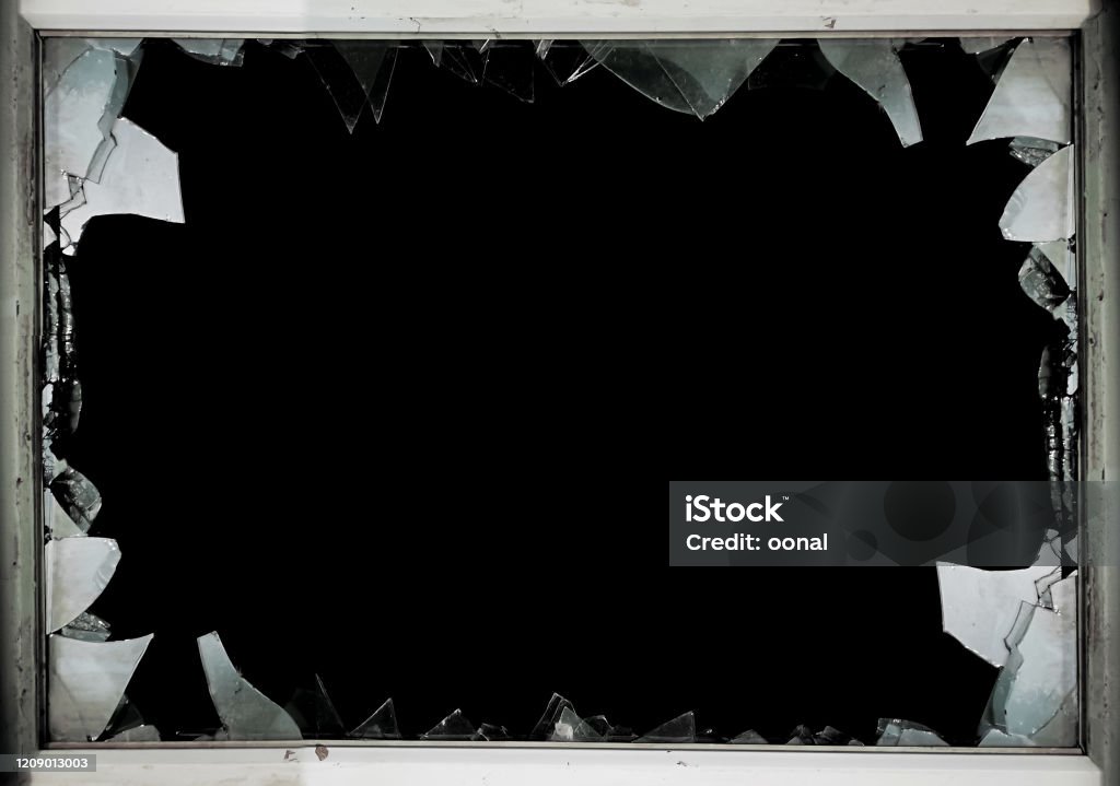 Window Frame Shattered Broken Window Frame Isolated On White Background Stock Photo - Download ...