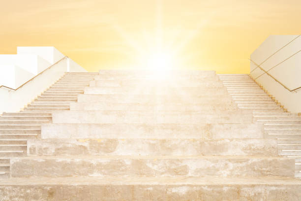 The cement stairs are designed by a large staircase in the middle and the stairs normally flanked.