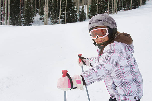istock Young Girl skiing at a ski resort 120901315