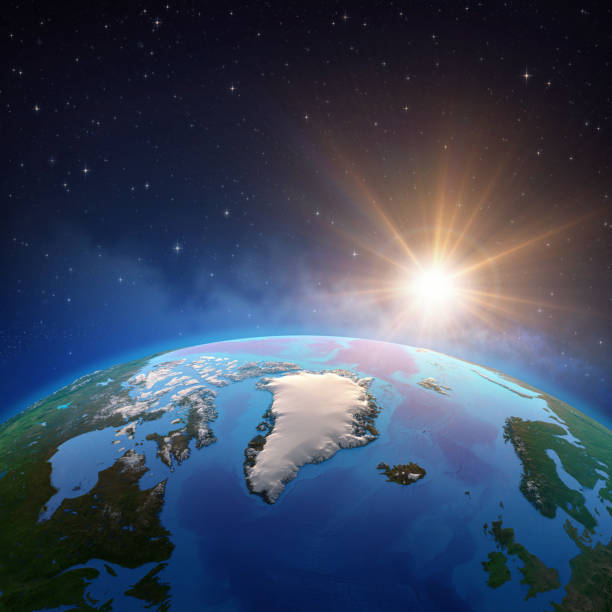 istock Sun shining over Arctic and Greenland from space 1209013445