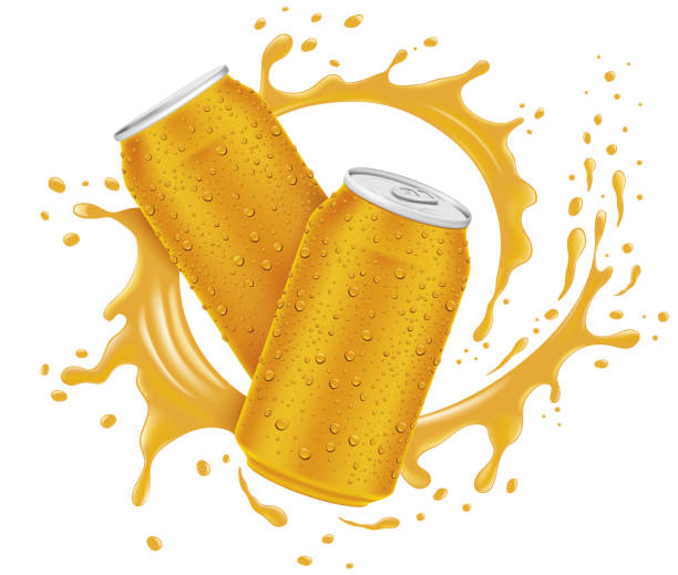 istock Design template can juice drink with spiral splash and many drops 1209016299