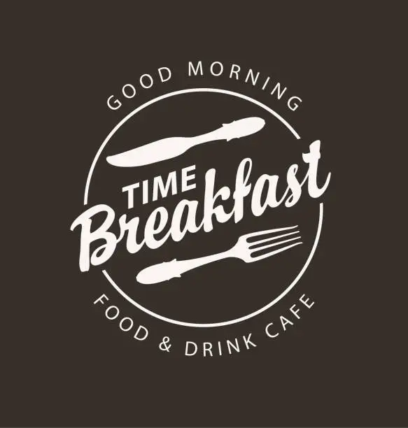 Vector illustration of banner for breakfast time with fork and knife