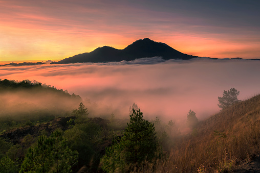Misty Morning at Mount Batur and viewpoint mount ABANG Kintamani Bali