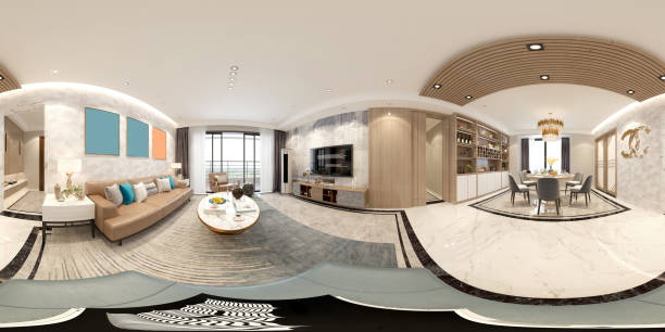 istock 3D Render 360 Degrees Modern Living Room 1209031480