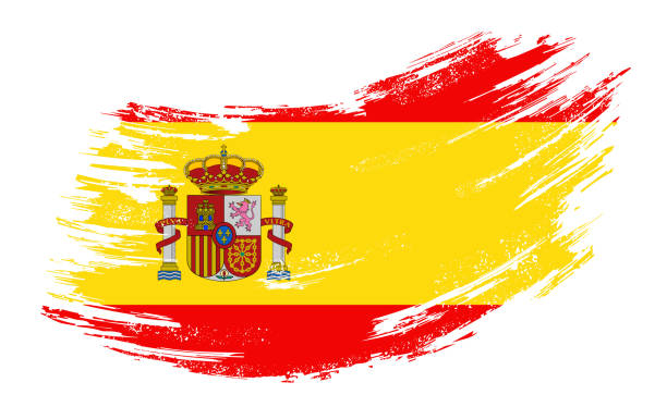 ilustrações, clipart, desenhos animados e ícones de fundo de escova grunge de bandeira espanhola. ilustração vetorial. - espanha