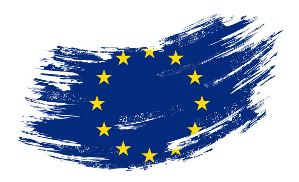 istock European Union flag grunge brush background. Vector illustration. 1209031799