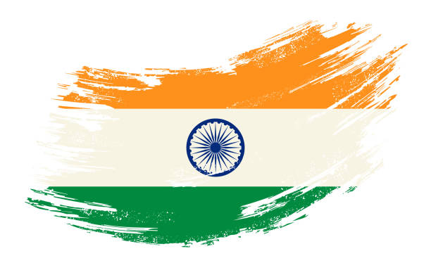 индийский флаг гранж-кисть фон. векторная иллюстрация. - indian flag stock illustrations