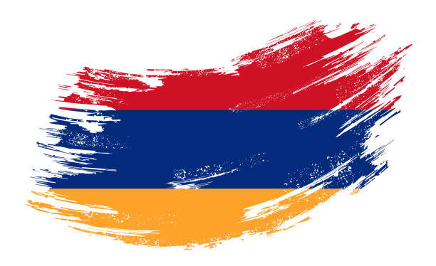 illustrations, cliparts, dessins animés et icônes de fond de brosse grunge de drapeau arménien. illustration de vecteur. - armenian flag