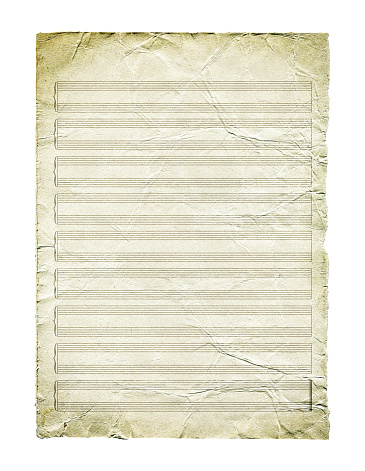 Blank Sheet Music paper textured background isolated