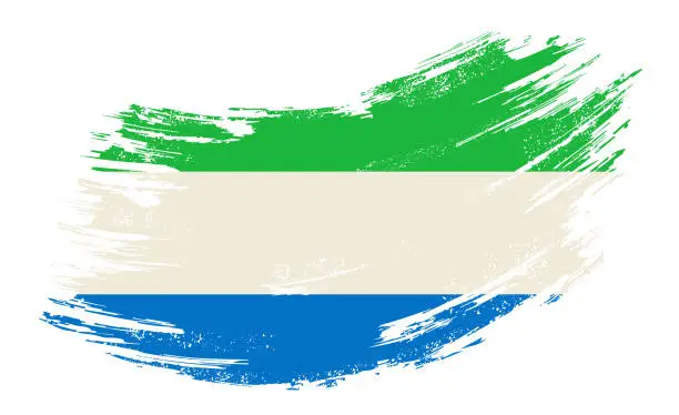 Vector illustration of Sierra Leone flag grunge brush background. Vector illustration.