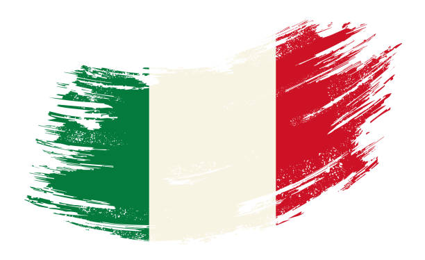 illustrazioni stock, clip art, cartoni animati e icone di tendenza di sfondo pennello grunge bandiera italiana. illustrazione vettoriale. - bandiera italiana