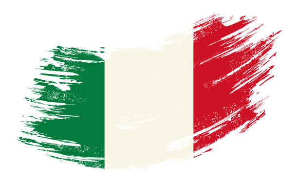 ilustrações, clipart, desenhos animados e ícones de fundo de escova grunge bandeira italiana. ilustração vetorial. - italian flag