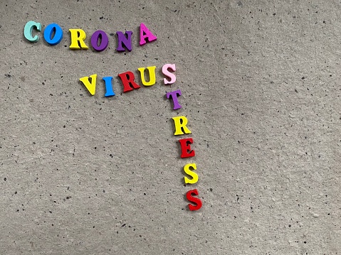 Text CORONAVIRUS on gray background