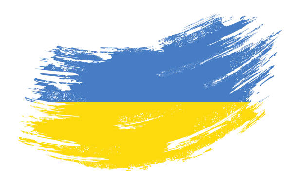 Ukrainian flag grunge brush background. Vector illustration. Ukrainian flag brush stroke grunge background. Vector illustration. ukrainian flag stock illustrations