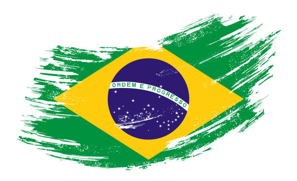 ilustrações, clipart, desenhos animados e ícones de fundo de escova grunge da bandeira brasileira. ilustração vetorial. - flag brazil brazilian flag dirty