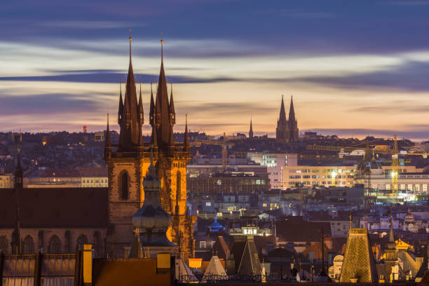 istock Prague cityscape at sunrise, Czech Republic 1209034325