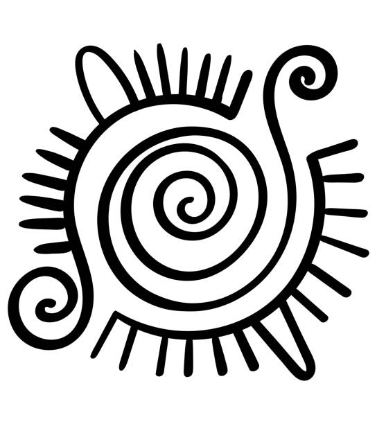 ilustraciones, imágenes clip art, dibujos animados e iconos de stock de ilustración vectorial del símbolo maya. ornamentos étnicos nativos americanos. - dibujos aztecas