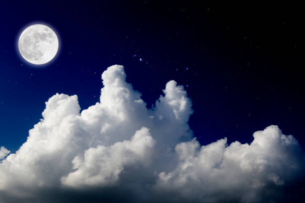 istock Full moon with starry and clouds background. Romantic night. 1209036288