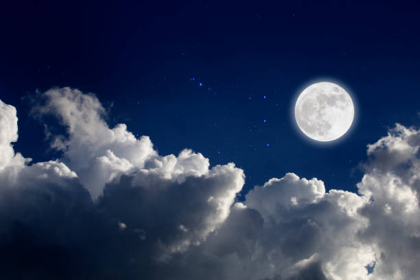 istock Full moon with starry and clouds background. Romantic night. 1209036296