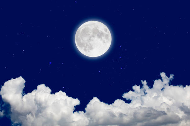 istock Full moon with starry and clouds background. Romantic night. 1209036319