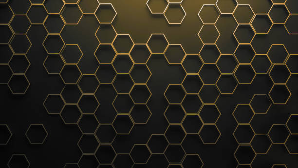istock Hexagonal geometric background. Abstract structure of lots of different height hexagons. Creative honeycomb surface. Top view. Cell elements pattern. 3d rendering 1209036486