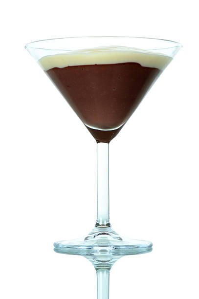 istock Cocktail Glass Pudding with Vanilla Cream Isolated White 120904000