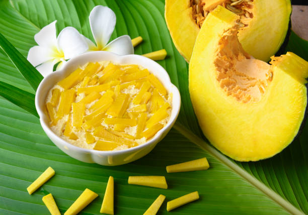 istock Pumpkin custard on wooden background 1209041585