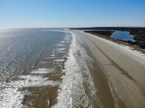 On the beach at Kiawah Island, South Carolina from a drone