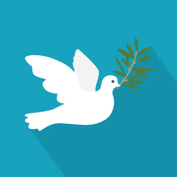 Vector illustration of dove of peace with an olive branch- vector illustration