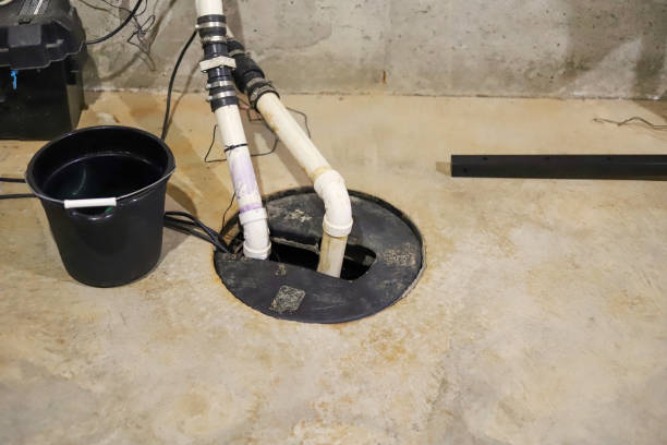 a sump pump in a  home basement - pumping up imagens e fotografias de stock