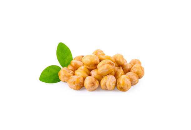 Hazelnuts on the white background with copy space