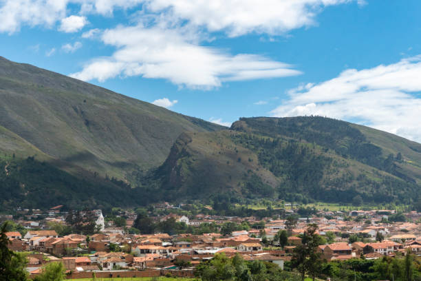 Overview of VilladeLeyva Colombia Villa de Leyva View from afar on a Beautiful Sunny day boyacá department photos stock pictures, royalty-free photos & images