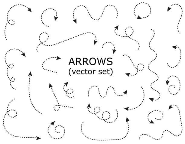 bildbanksillustrationer, clip art samt tecknat material och ikoner med svarta prickade pilar. - prickad linje