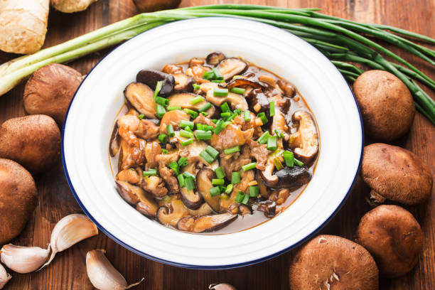 istock Chinese food, and shiitake mushroom stir fried with chicken 1209053680