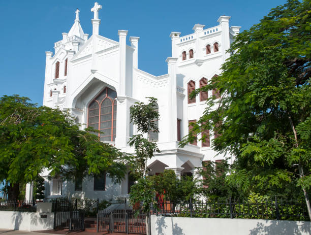 19th century St. Paul's Episcopal Church on Duval Street, the main street in Key West town (Florida).