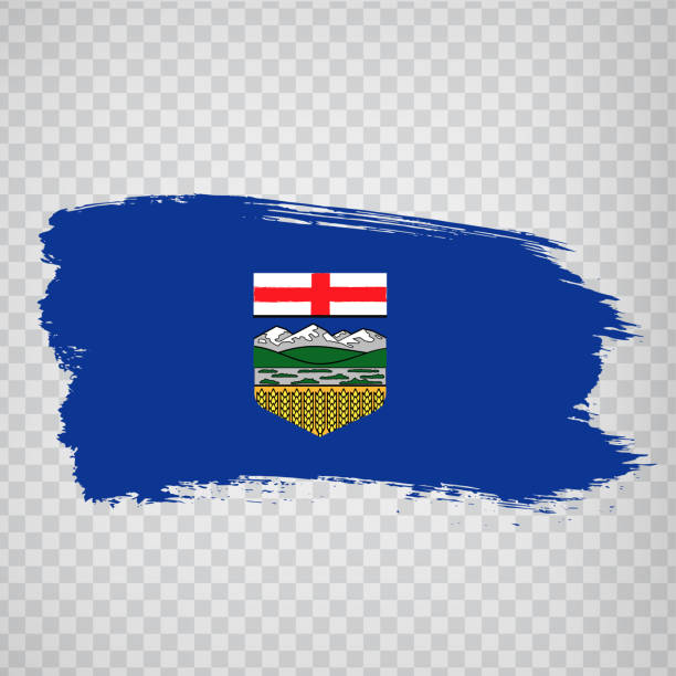 アルバータ州のブラシストロークの旗。あなたのウェブサイトのデザイン、ロゴ、アプリ、uiのための透明な背景にカナダのアルバータ州のフラグ。カナダ。ストック ベクター。 eps10。 - alberta flag canada province点のイラスト素材／クリップアート素材／マンガ素材／アイコン素材