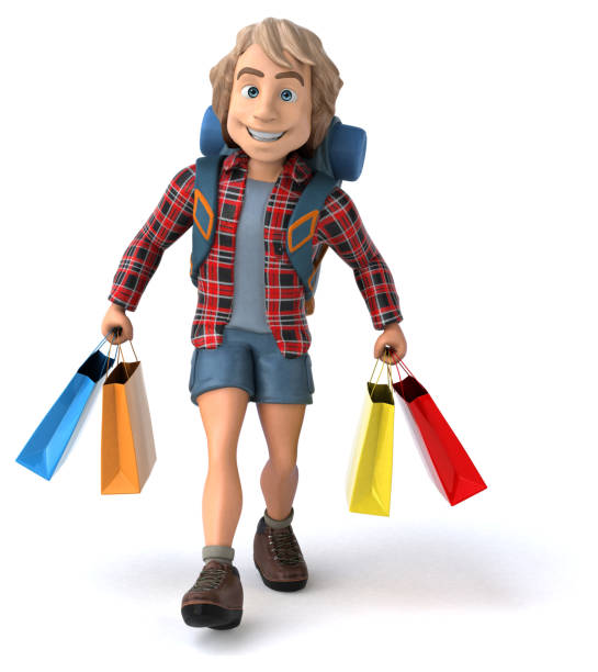 istock Man solo traveling backpacker - 3D Illustration 1209061038