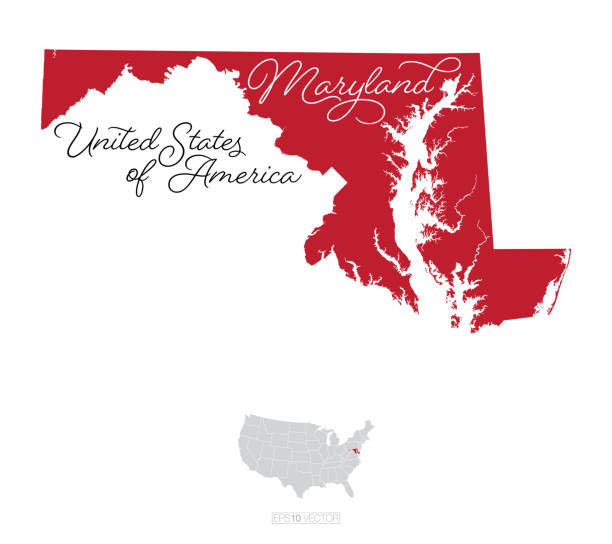 Maryland USA Vector Map Illustration Maryland USA Vector Map Illustration maryland us state stock illustrations