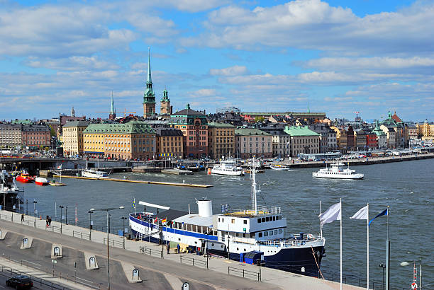 Stockholm. View of the Old Town and Slussen Stockholm, Sweden. View of the Old Town and Slussen from Sodermalm strommen stock pictures, royalty-free photos & images