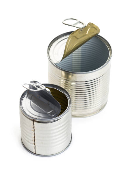 istock Opened metal cans isolated on a white background 1209062479
