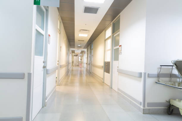 istock Empty Hospital, Corridor interior inside a modern hospital 1209064747
