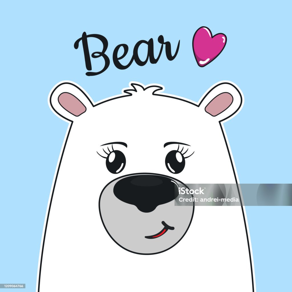 Hoạt Hình Dễ Thương Con Gấu Bông Nhỏ Polar Trên Nền Màu Xanh Hình ...