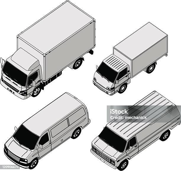 Delivery Vans Isometric Set Stock Illustration - Download Image Now - Moving Van, Isometric Projection, Freight Transportation