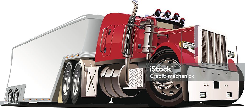 Historieta semi-truck - arte vectorial de Camión articulado libre de derechos