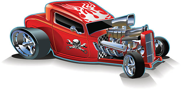 istock A red hotrod with flame painting on the roof 120906763