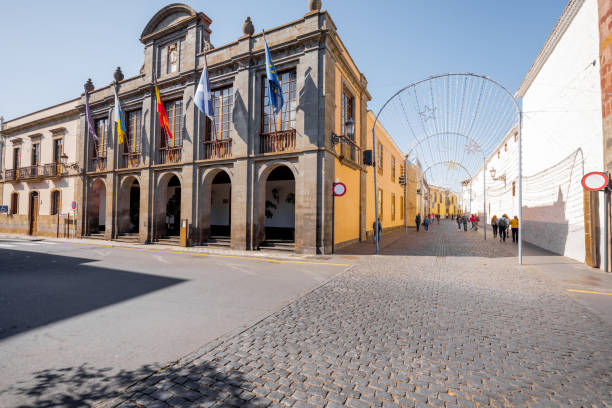 Street view on the town hall in La Laguna city on Tenerife island, Spain