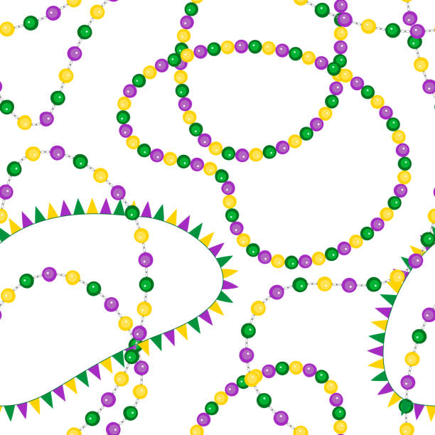 illustrations, cliparts, dessins animés et icônes de modèle sans couture pour le carnaval, festival - mardi gras backgrounds bead purple